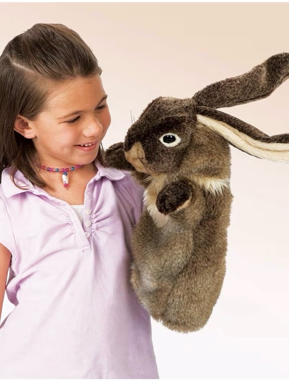Plush Brown Bunny Hand Puppet - Interactive Kids Learning Toy